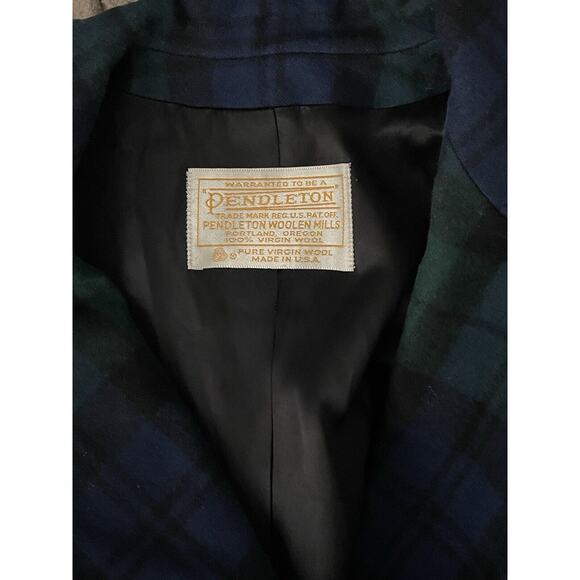 Pendleton Coat Jacket Womens Green/blue Tartan Plaid Wool Sz 8 - Picture 10 of 11